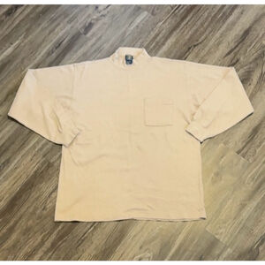 Vintage 90s Salmon River Traders Men’s Mock Neck Pocket T-Shirt Size L Tan